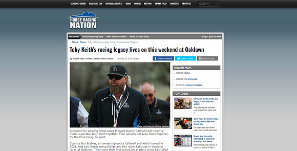 Toby Keith Oaklawn Horse Racing Nation