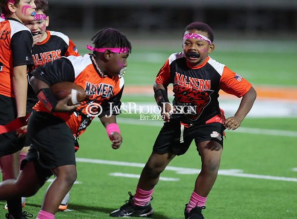 Malvern Cubs Orange vs. Malvern Cubs Black 3rd grade flag football 10-15-24_JWM_0556