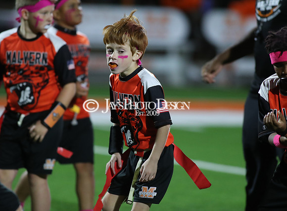 Malvern Cubs Orange vs. Malvern Cubs Black 3rd grade flag football 10-15-24_JWM_0645