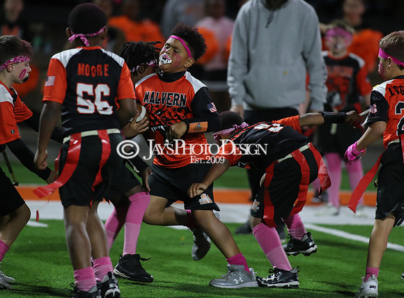 Malvern Cubs Orange vs. Malvern Cubs Black 3rd grade flag football 10-15-24_JWM_0644